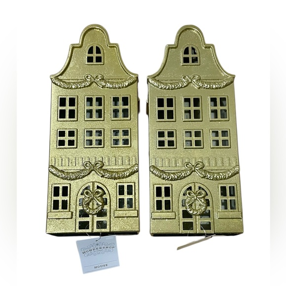 Wondershop Metallic Gold House Christmas Village Building - Set of 2 - Picture 4 of 9